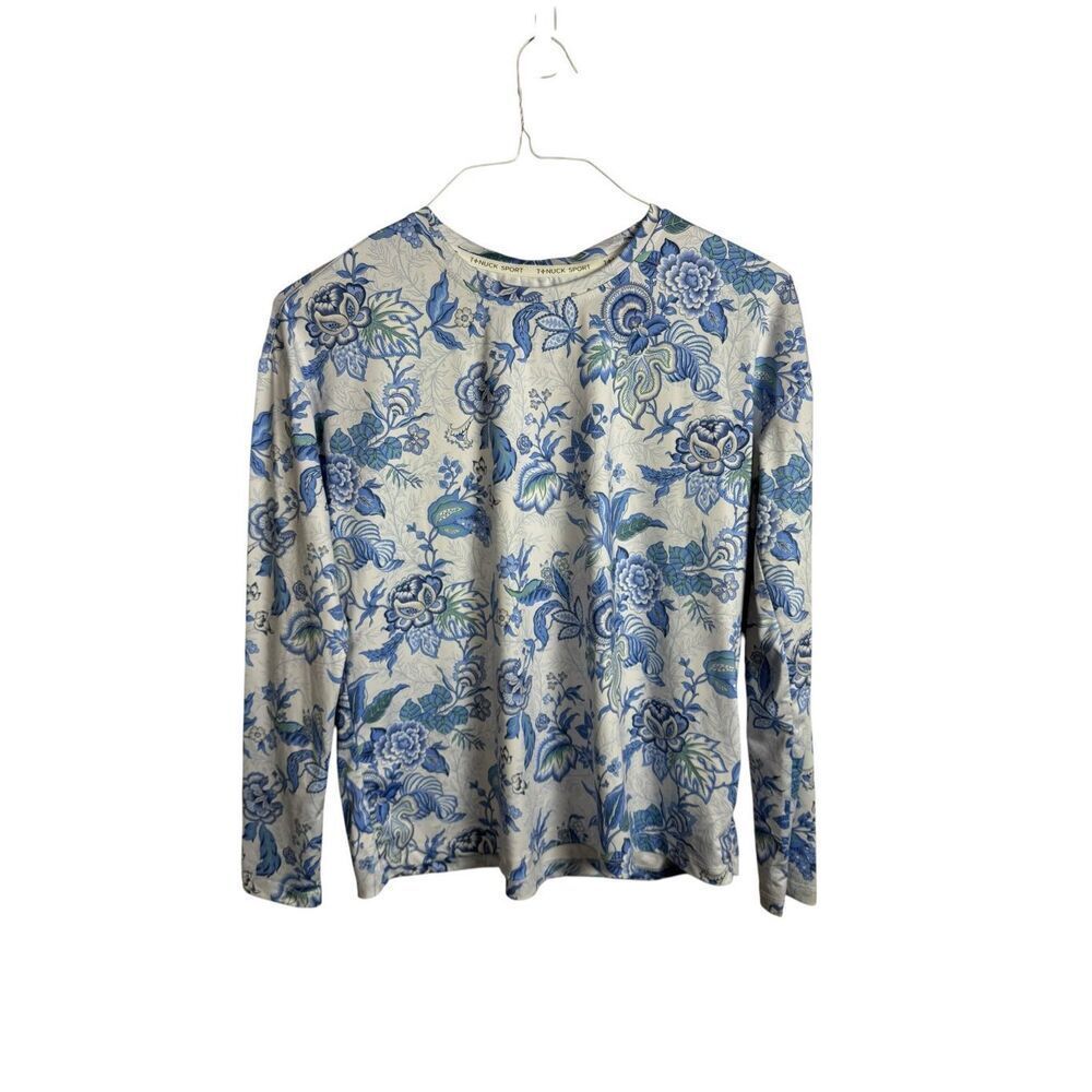Tuckernuck TNuck Sport Floral Long Sleeve Shirt Size Small Blue Green